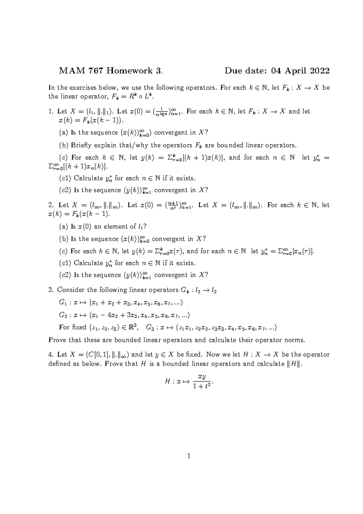 Homework 3 - The questions are nontheoretical based on real valued ...