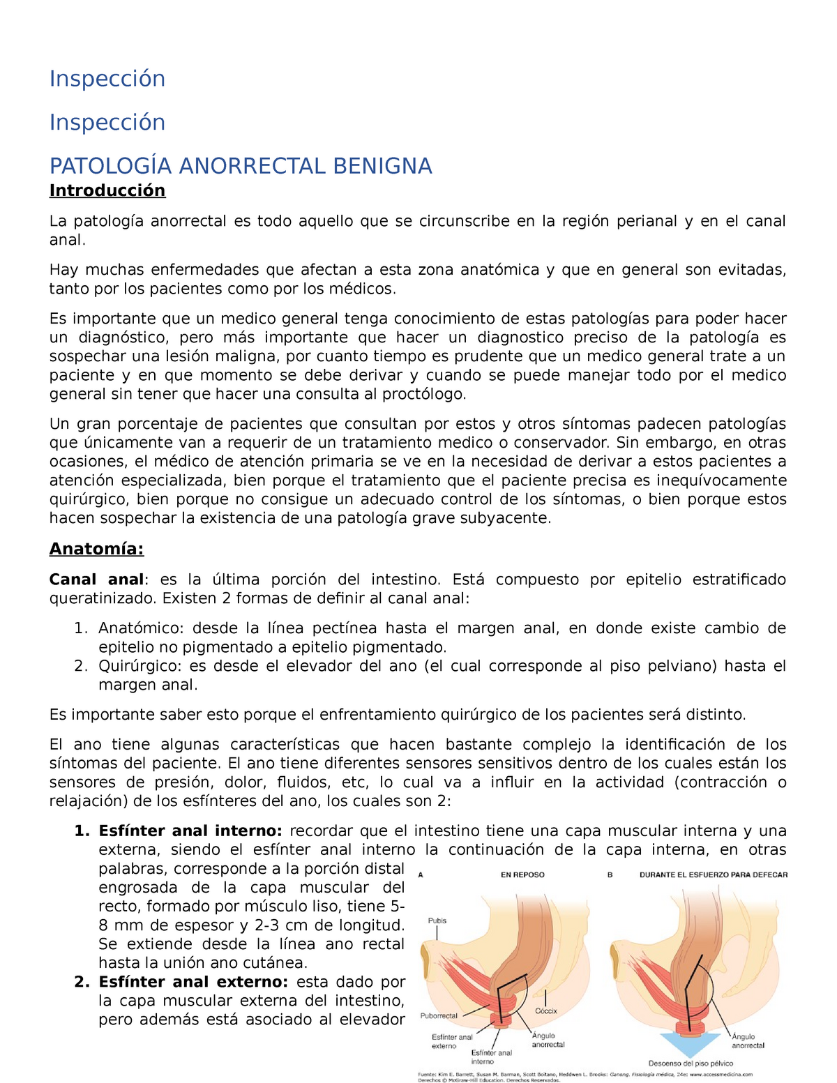 Patologia Anorrectal Benigna Inspección Inspección PatologÍa Anorrectal Benigna Introducción 