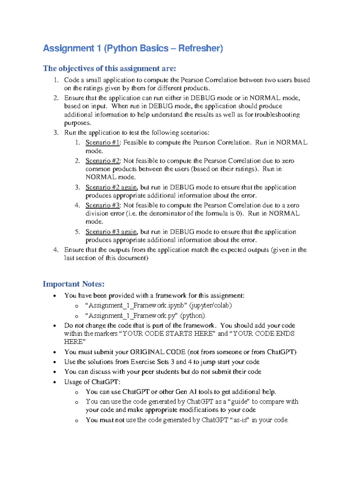 Assignment 1 - Code a small application to compute the Pearson ...