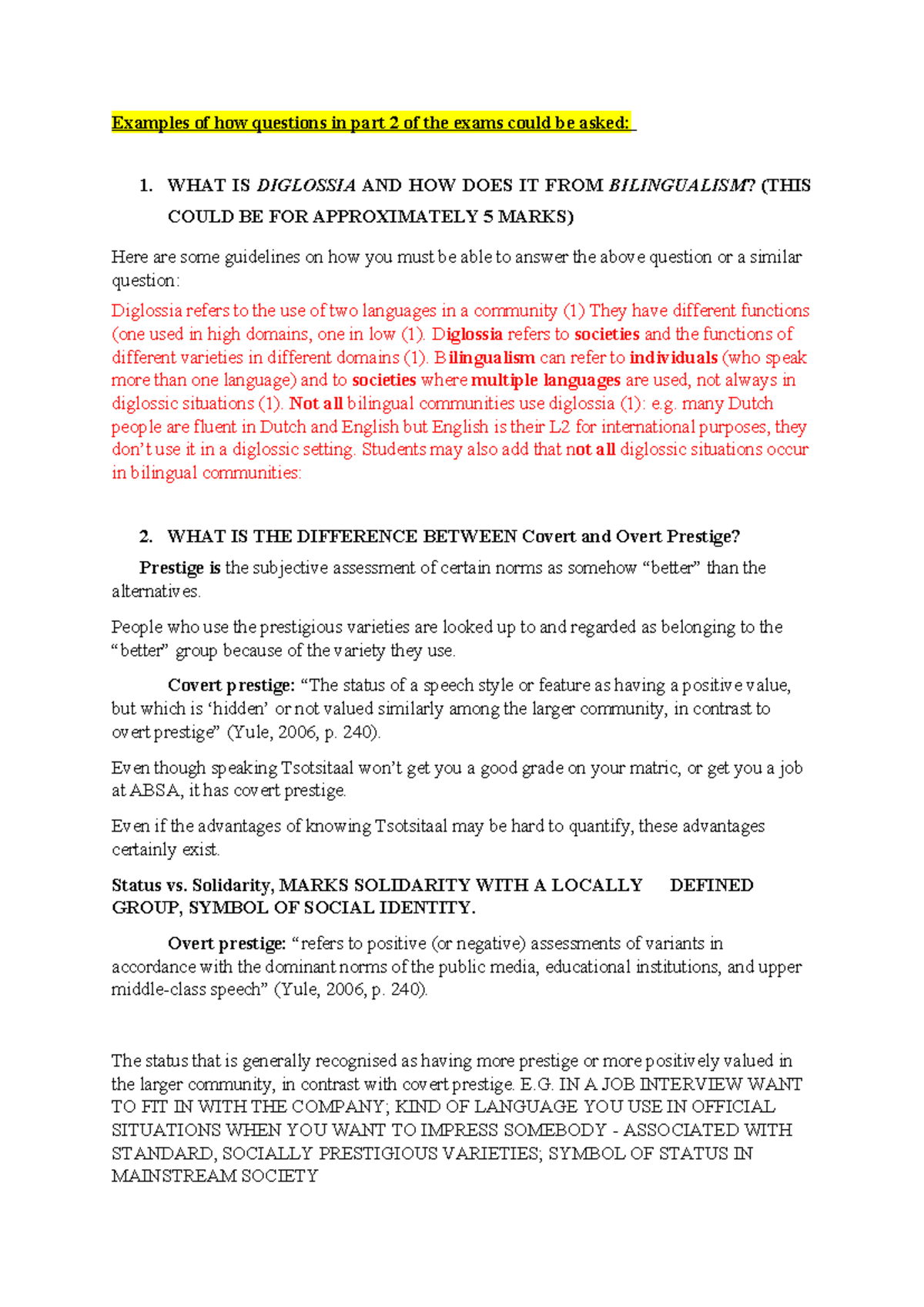 Additional Examination Guidelinestips - Examples of how questions in ...