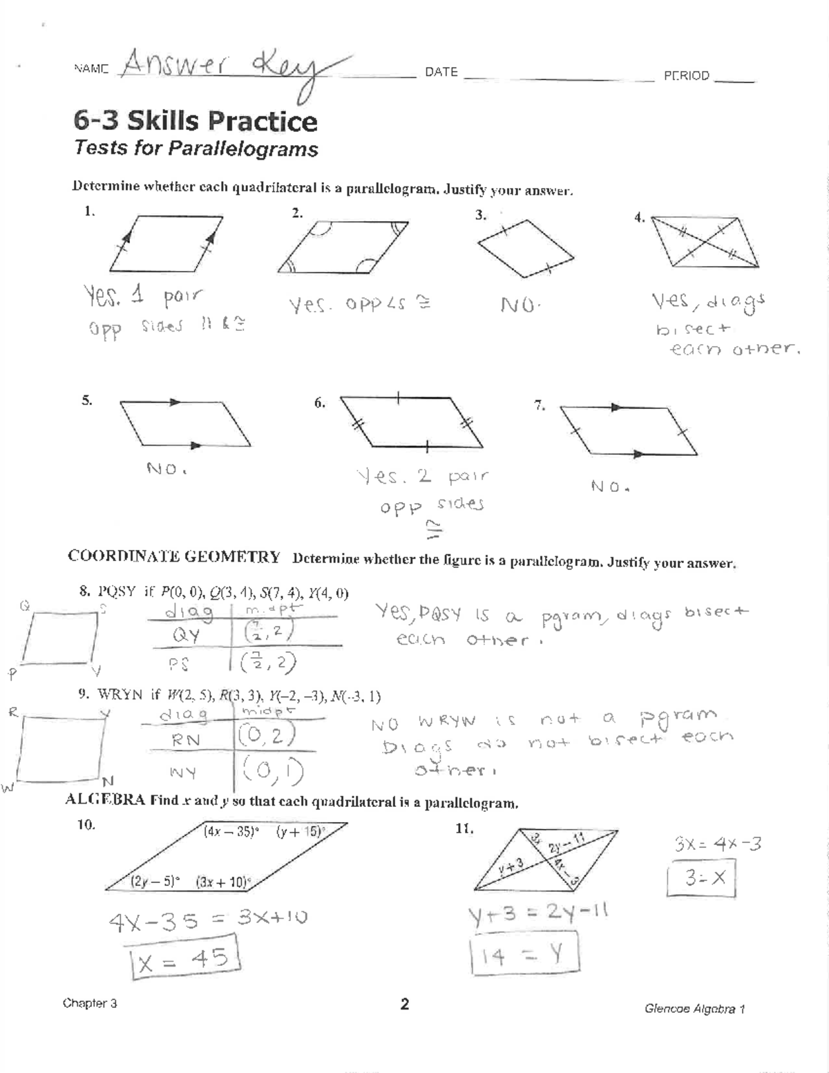 homework and practice 6 3 answer key