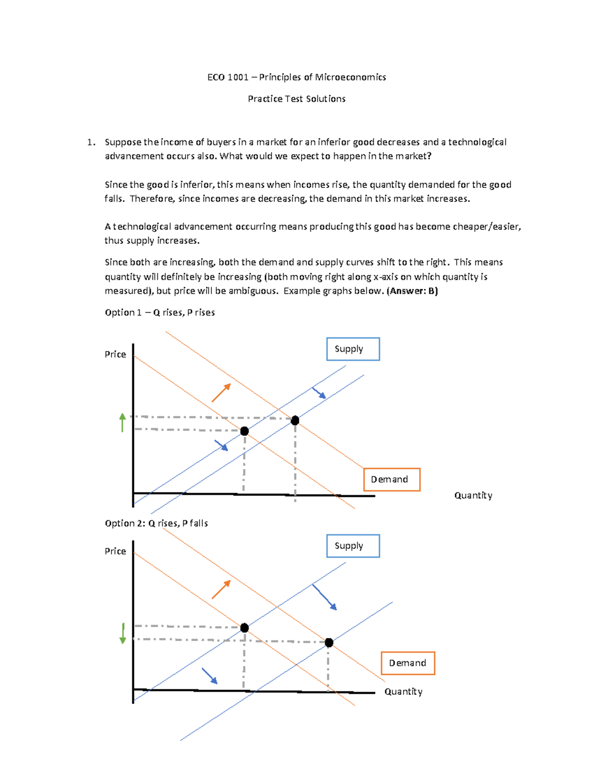 Eco 1001 Midterm 1 Practice Answers - ECO 1001 – Principles of ...
