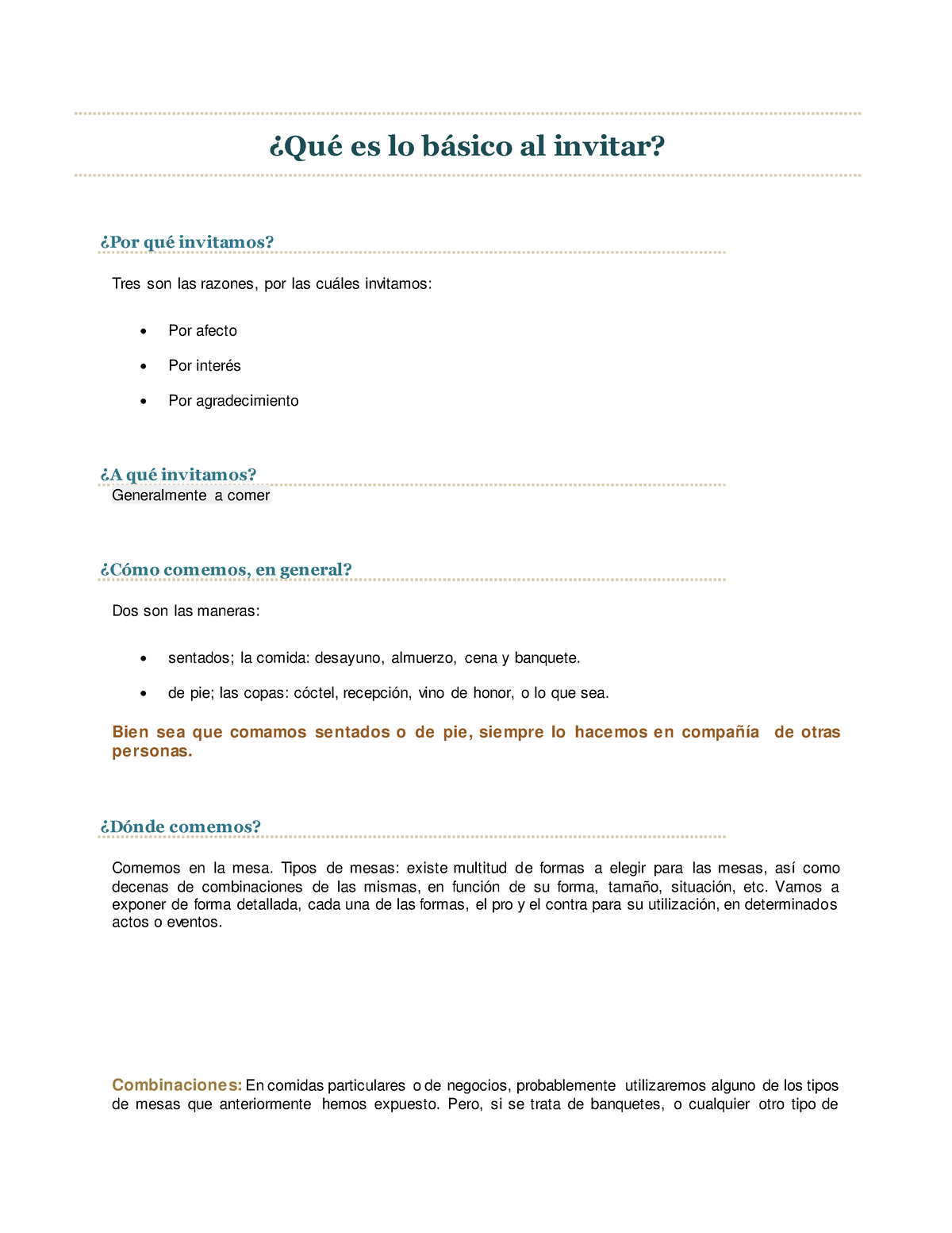 2 Parcial - øQuÈ Es Lo B·sico Al Invitar? øPor QuÈ Invitamos? Tres Son ...