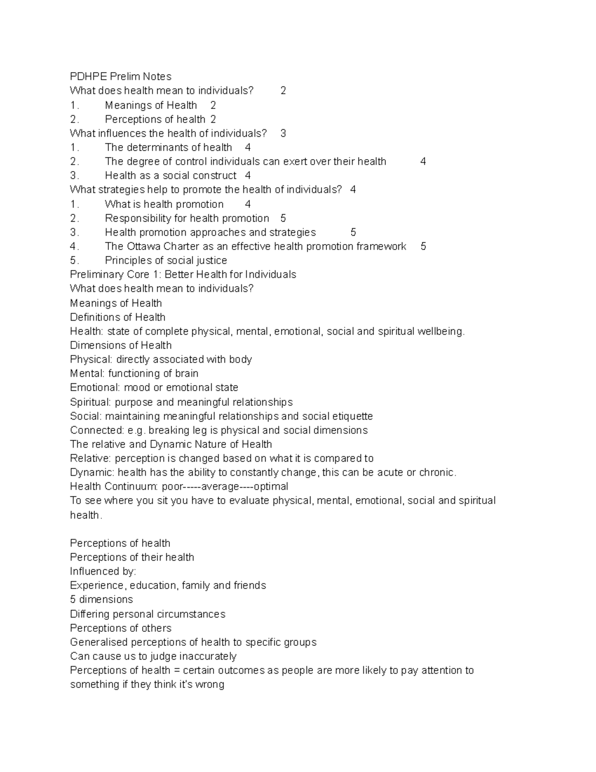 PE Notes Module 1 And First Aid - PDHPE Prelim Notes What Does Health ...