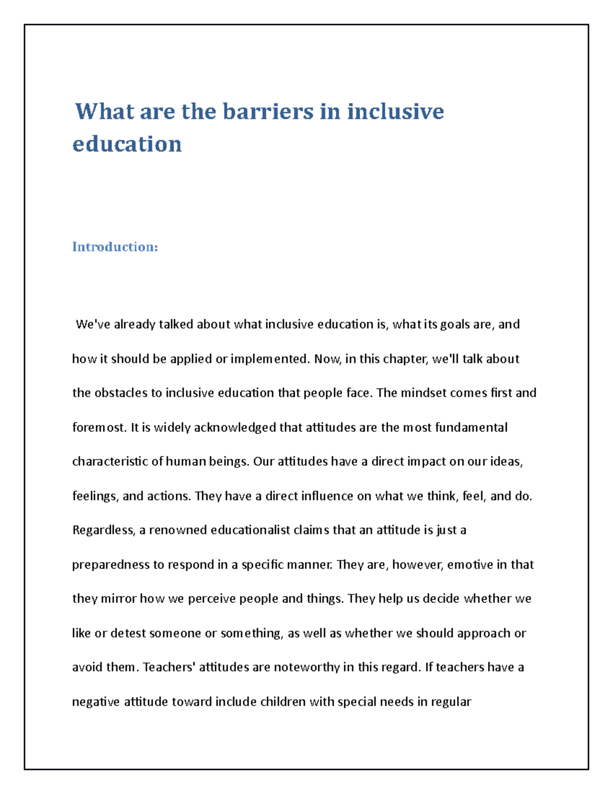 What Are The Barriers In Inclusive Education - What Are The Barriers In ...