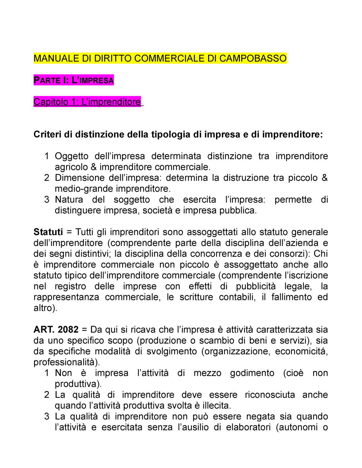 Manuale di diritto commerciale Campobasso