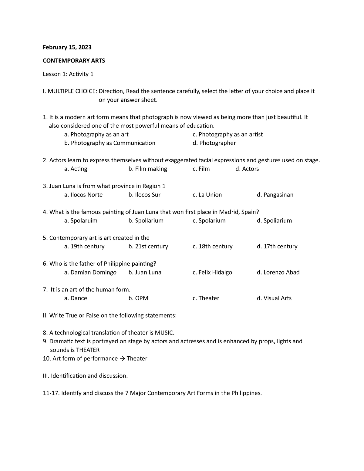 Contemporary Arts Activity February 15 2023 CONTEMPORARY ARTS Lesson   Thumb 1200 1553 