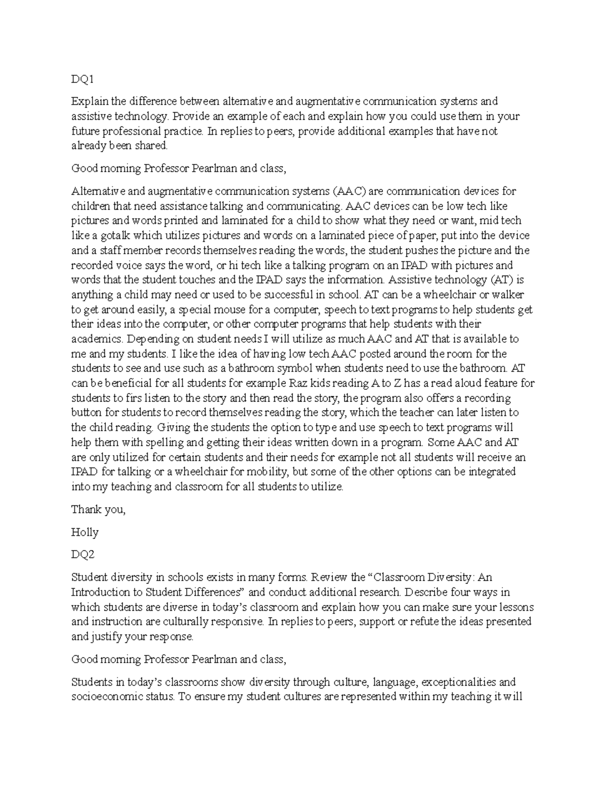 DQ week 6 - SPD-200 - DQ Explain the difference between alternative and ...