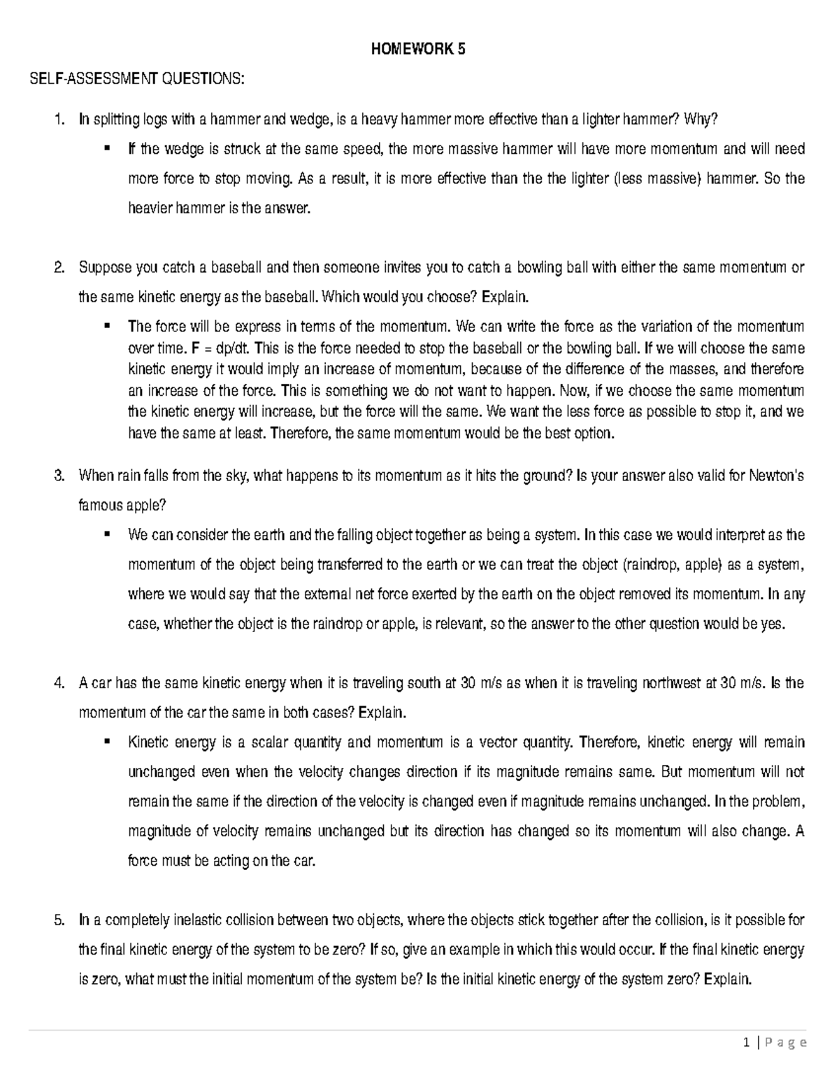 PHY1 ME1A Homework 5 - assign - Physics For Engineers - PangSU - Studocu