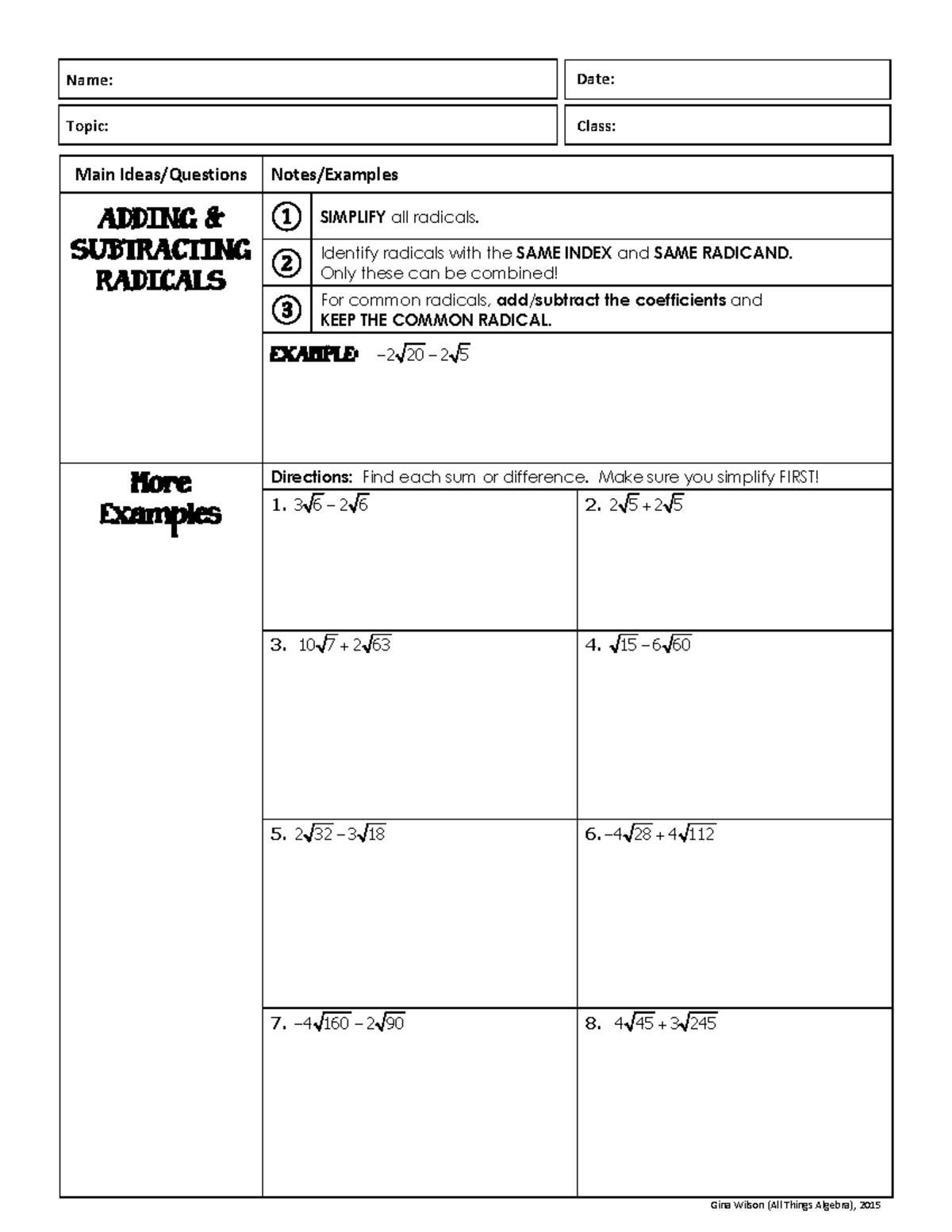 adding-and-subtracting-radicals-notes-and-practice-main-ideas