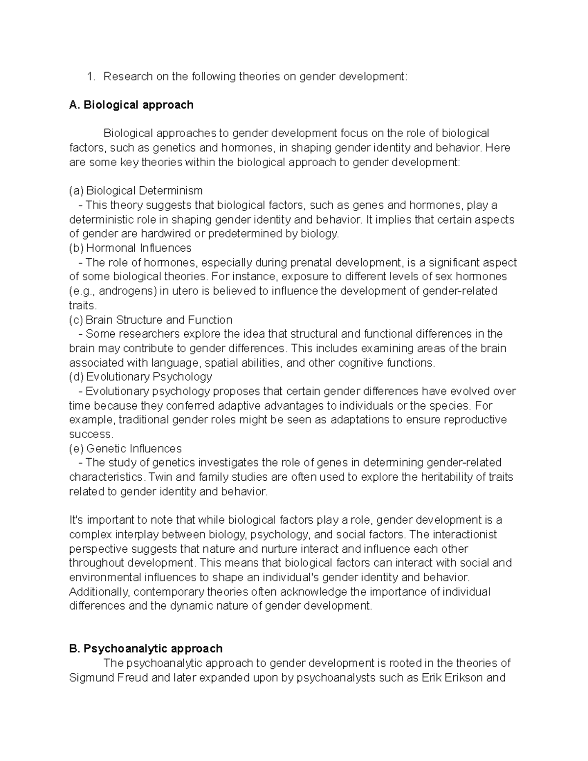 EDUC 100 Activity 3 Pre-school - Research on the following theories on ...