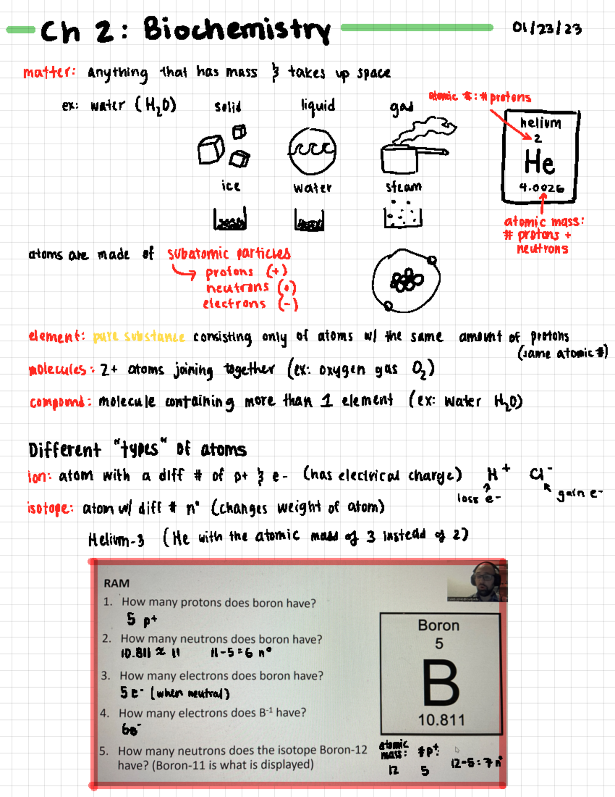 Ch 2- Biochemistry - Ch2:Biochemistry 01/23/ matter:anything thathas ...