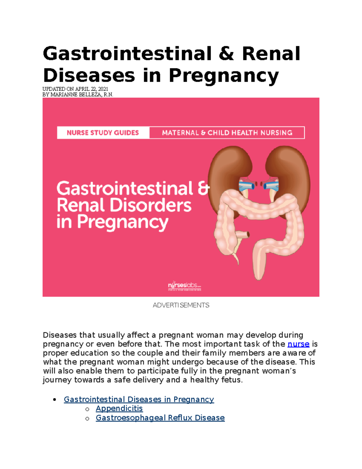 Gastrointestinal ADVERTISEMENTS Diseases that usually affect a