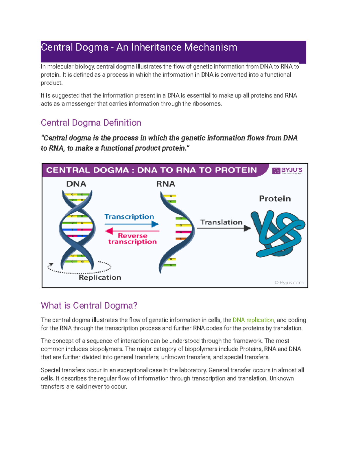 central dogma research paper