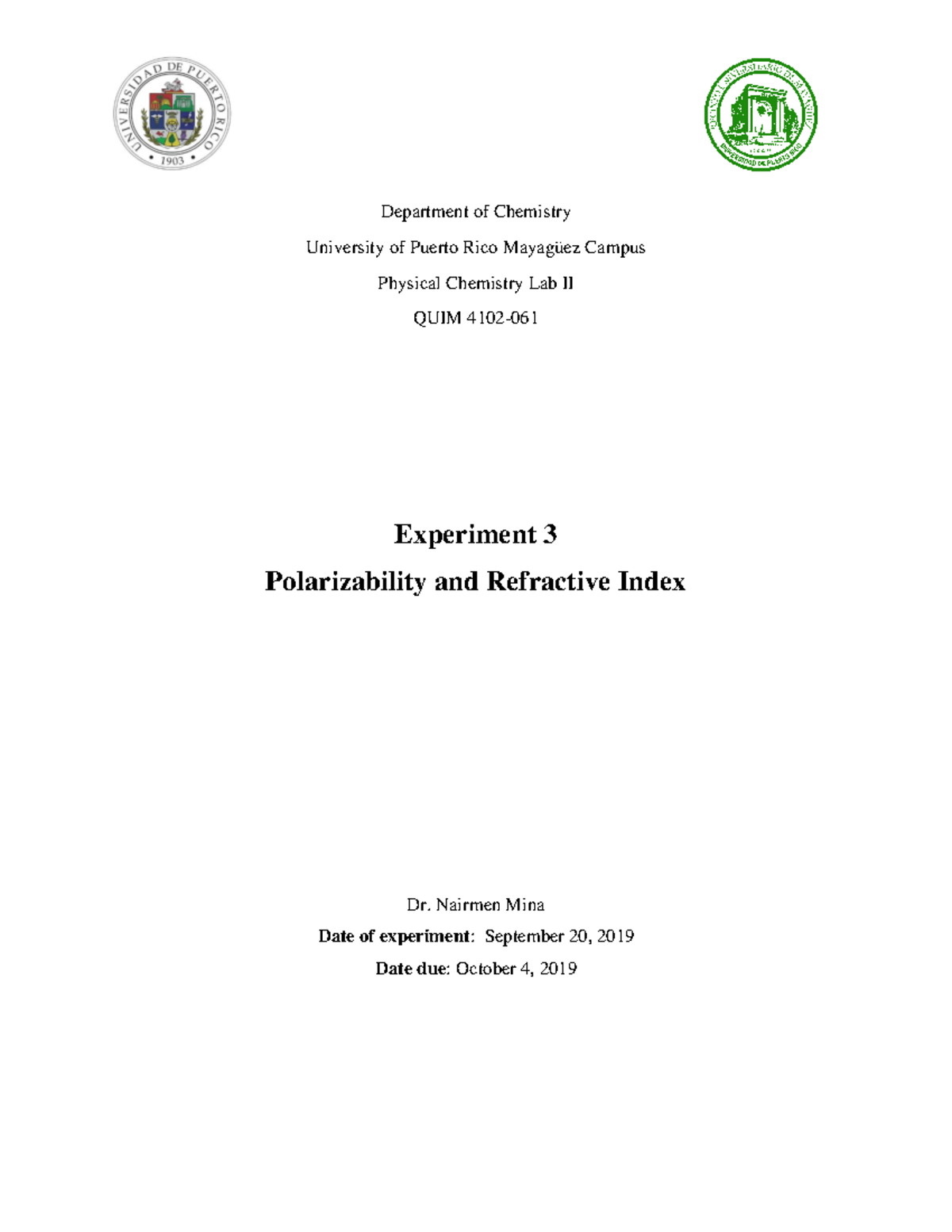 Full Report Polarization and Refractive Index Experiment+Theory