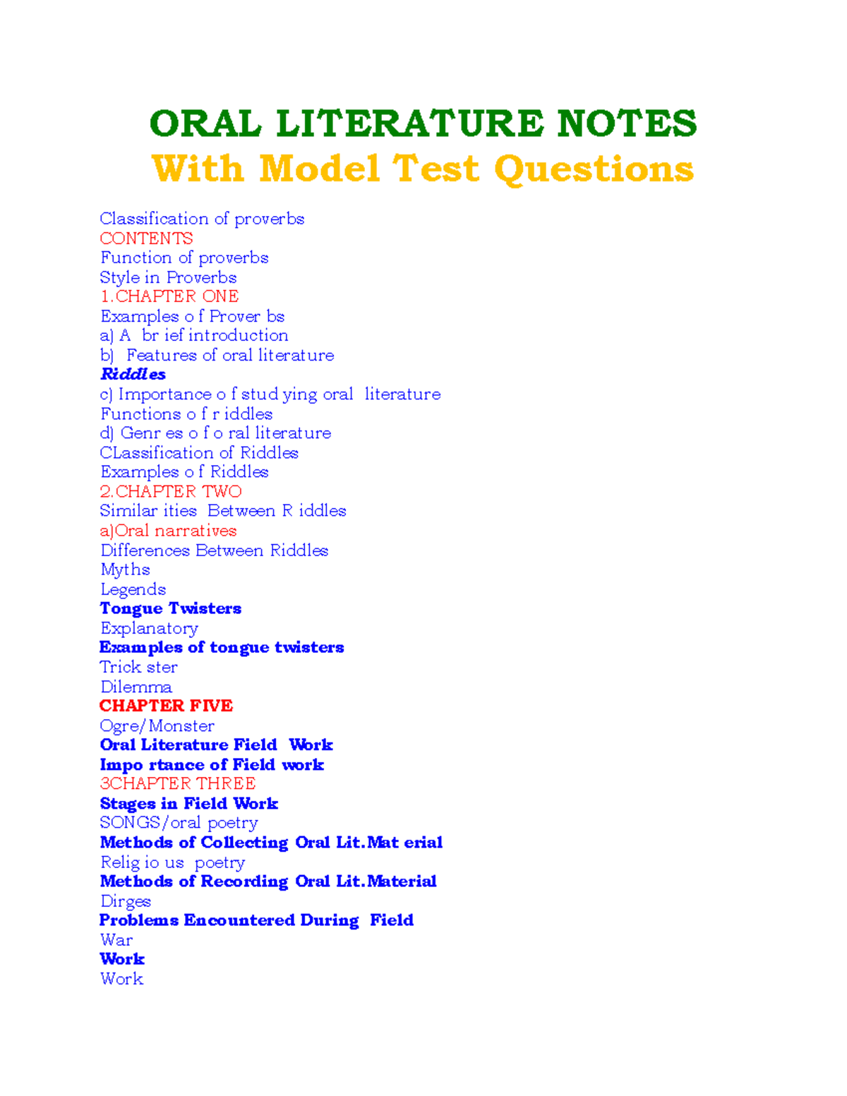 functions of oral literature research