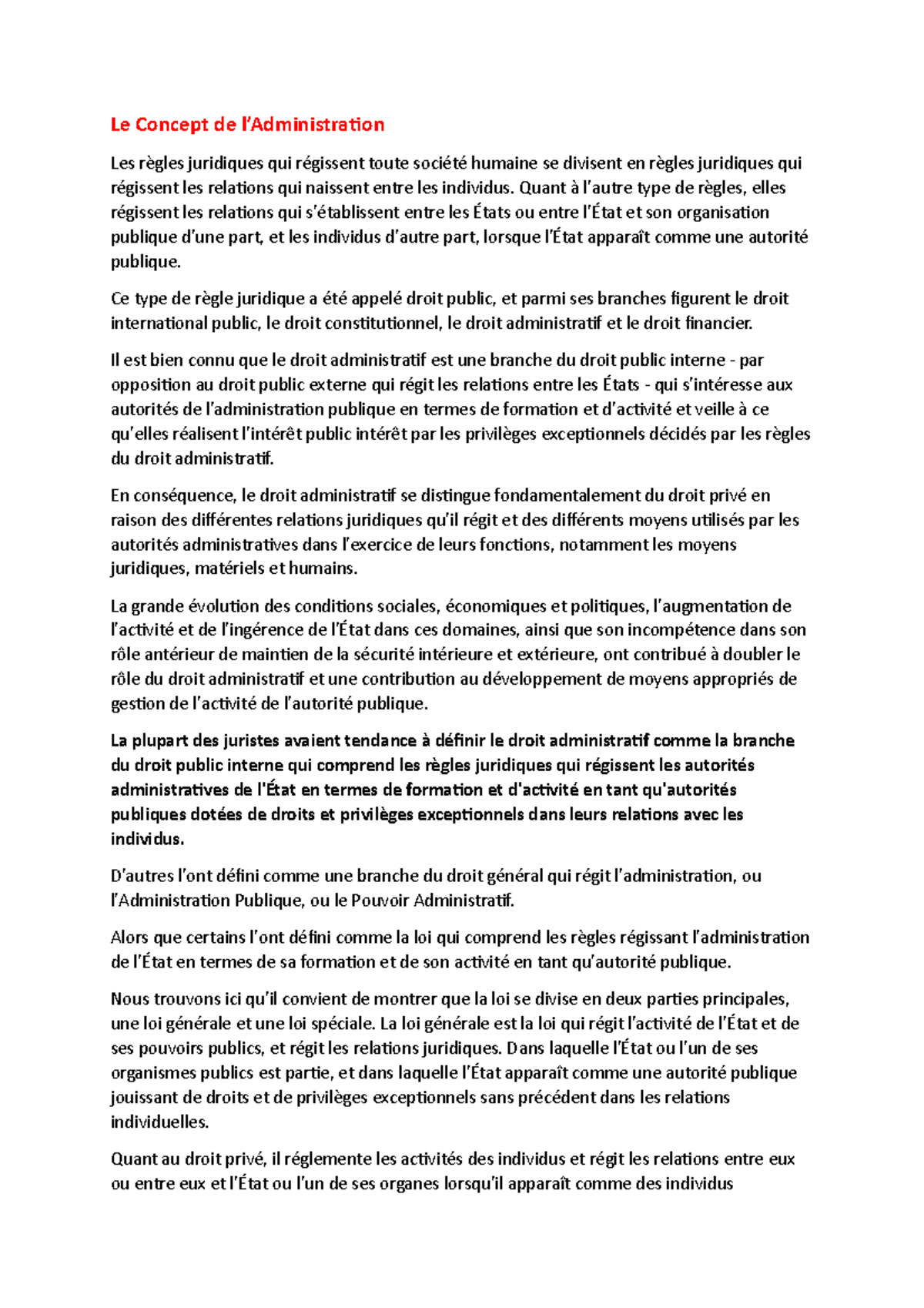 L'administration définition juridique Le Concept de l