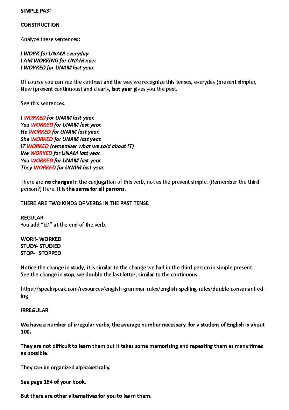 04 Simple PAST UNIT 2A - Apuntes 2 - SIMPLE PAST CONSTRUCTION Analyze ...