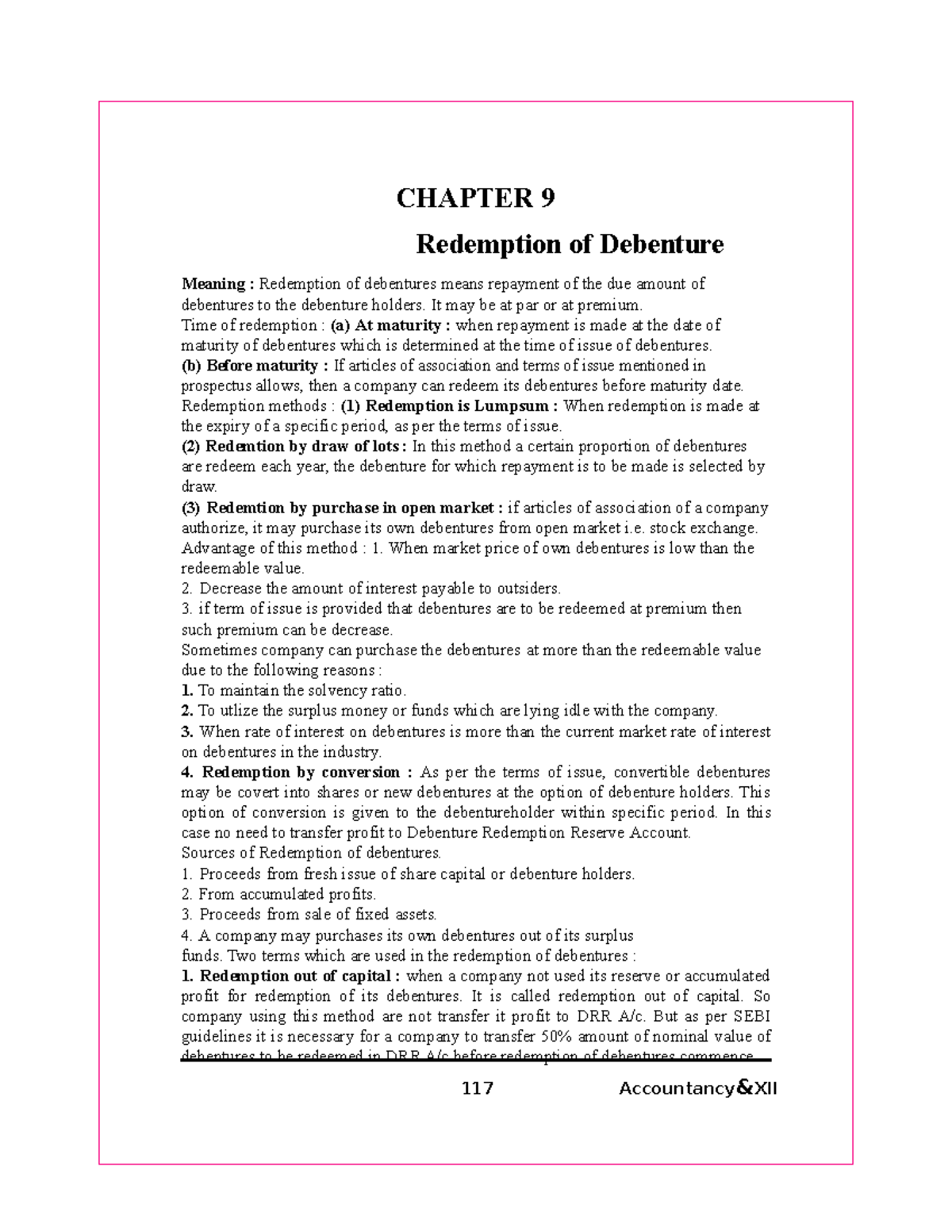 12 accountancy notes CH09 redemption of debentures 01 CHAPTER 9
