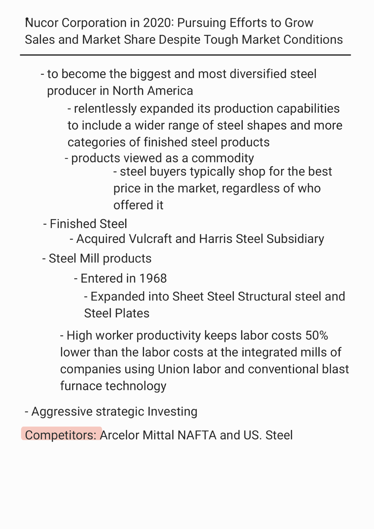 Nucor Case - MGT 4800 - Studocu