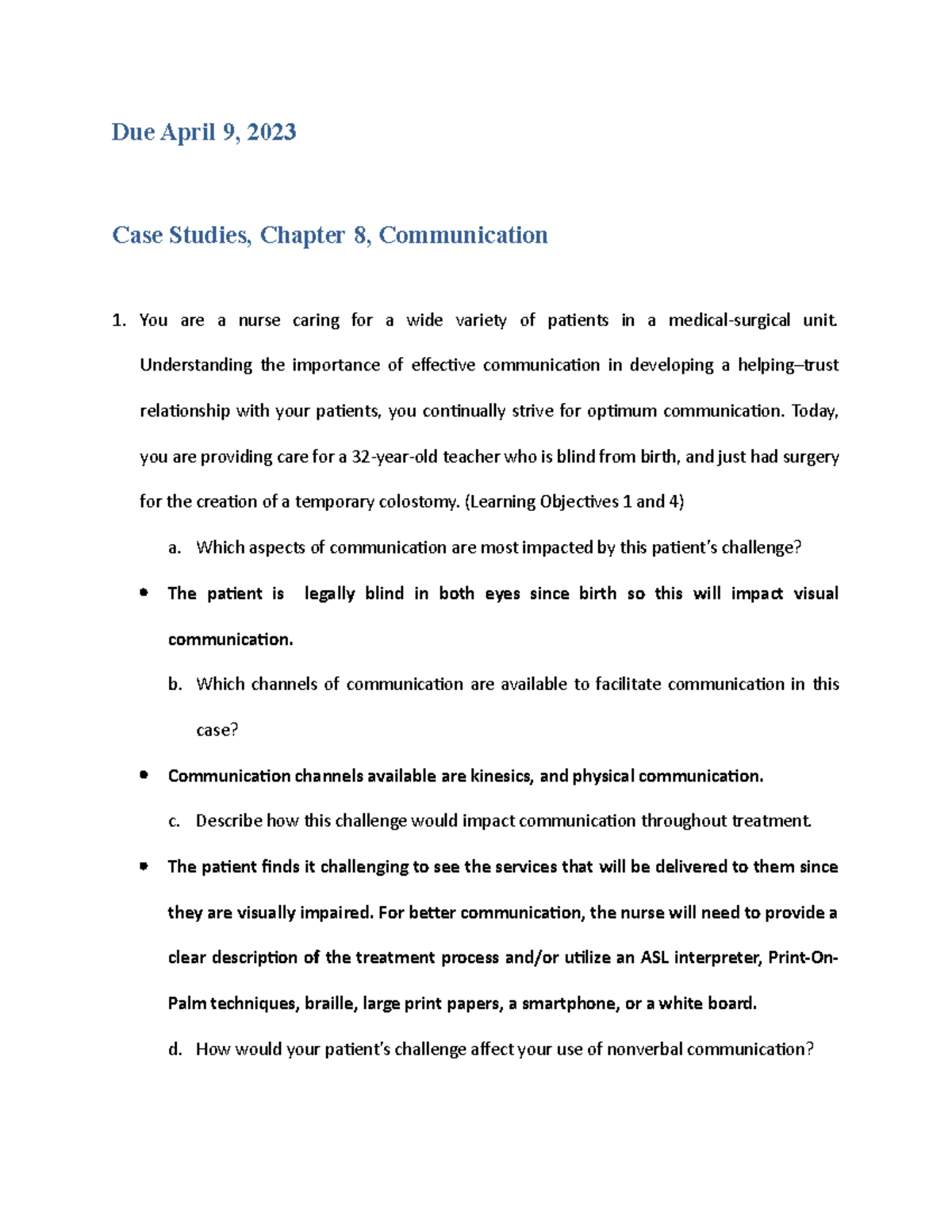 Update CS Chapter 08 Communication Docx - Due April 9, 2023 Case ...