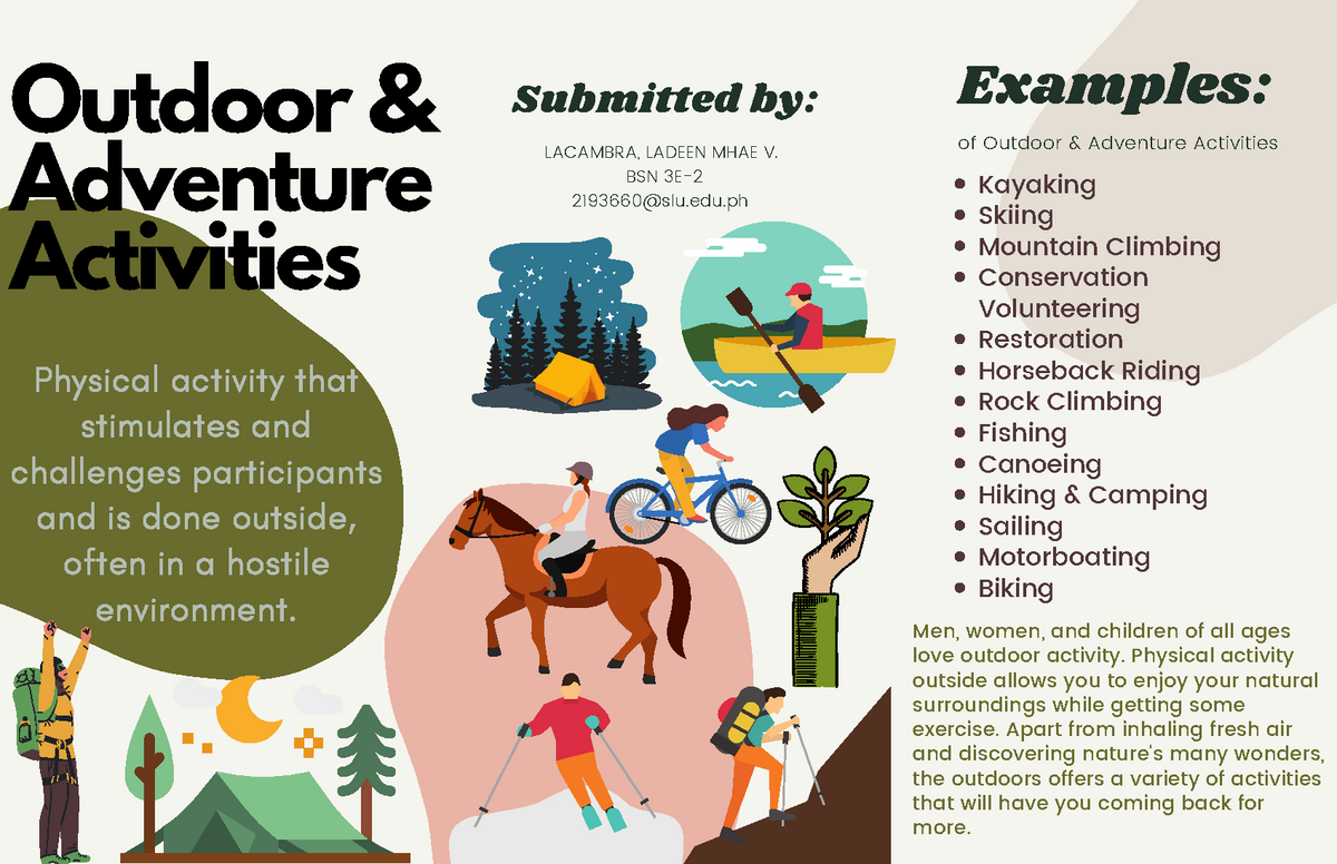 L Infographic Of Outdoor Activities In Physical Examination Outdoor And Adventure Activities