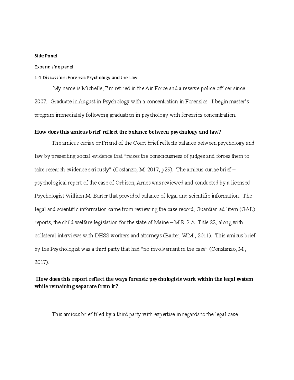 PSY 205 Discussion 1-1 - Side Panel Expand Side Panel 1-1 Discussion ...