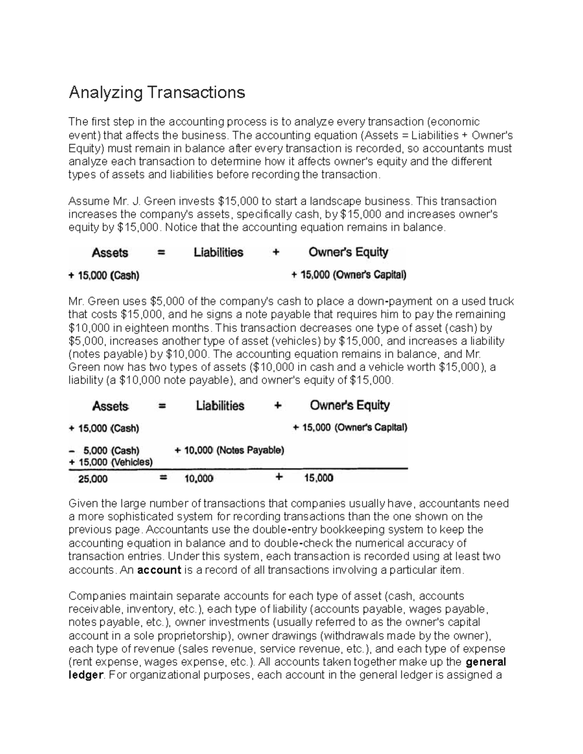Acc - notes - Analyzing Transactions The first step in the accounting ...