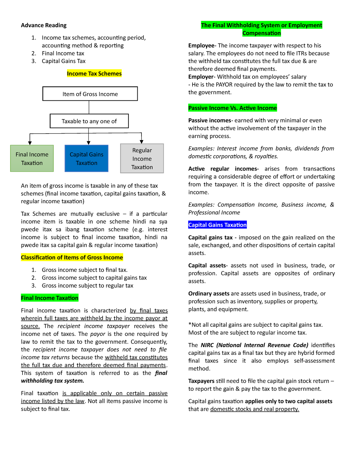 income tax assignment topics