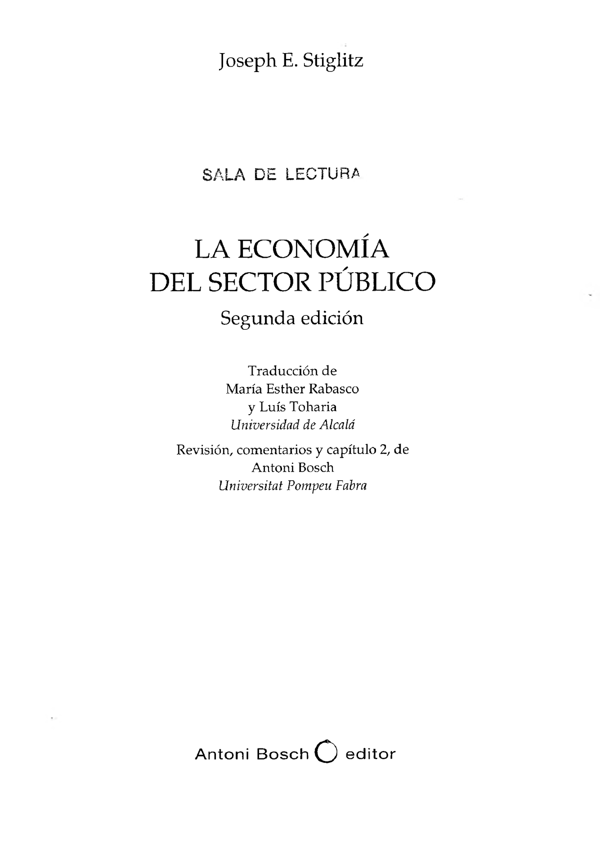 La Economía Del Sector Público - Joseph E. Stiglitz SALA DE LECTURA LA ...