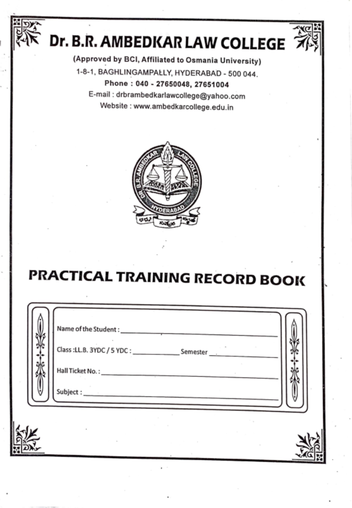 Training Record Papers For Record LLB - LLB LAW (Honors - Studocu