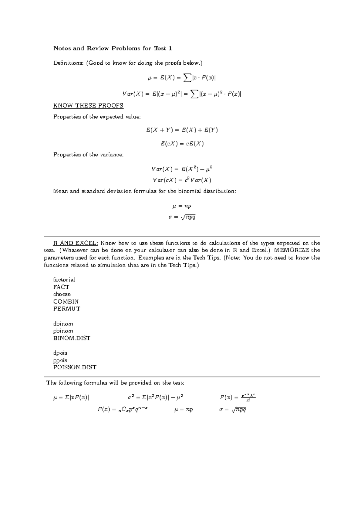 Review Test 1 - Practice questions and solutions - Notes and Review ...