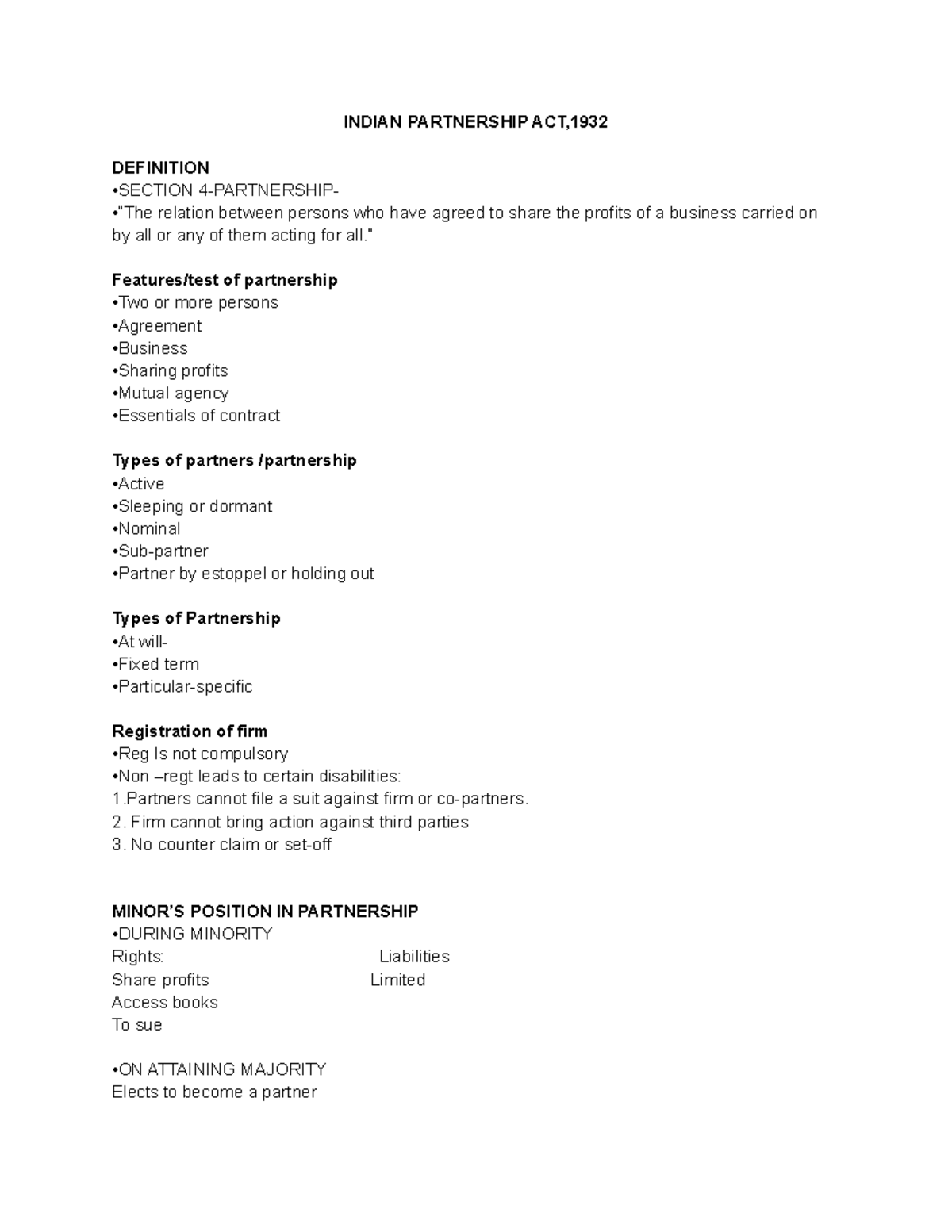 Indian Partnership ACT,1932 INDIAN PARTNERSHIP ACT, DEFINITION