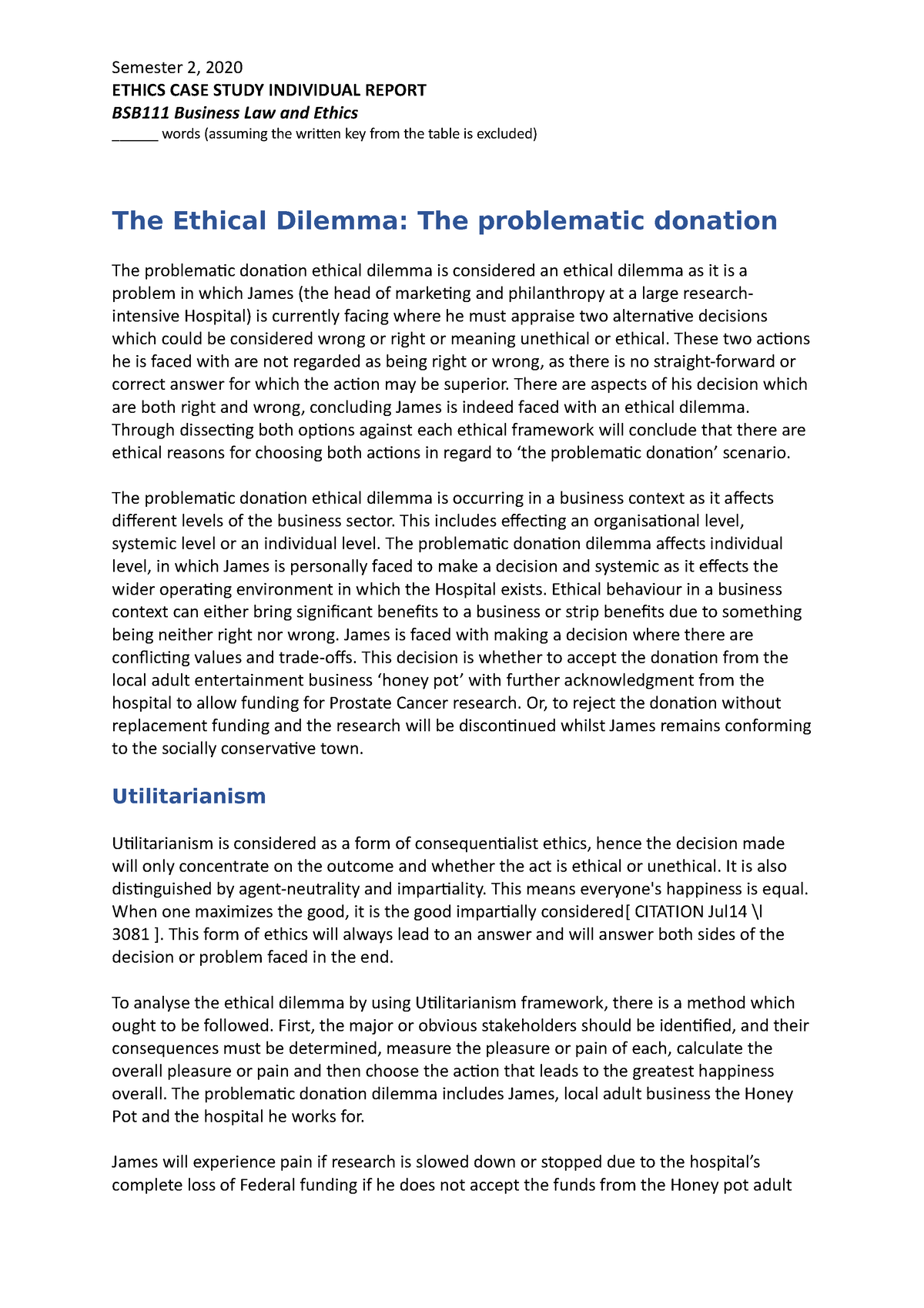 case study in ethical dilemma