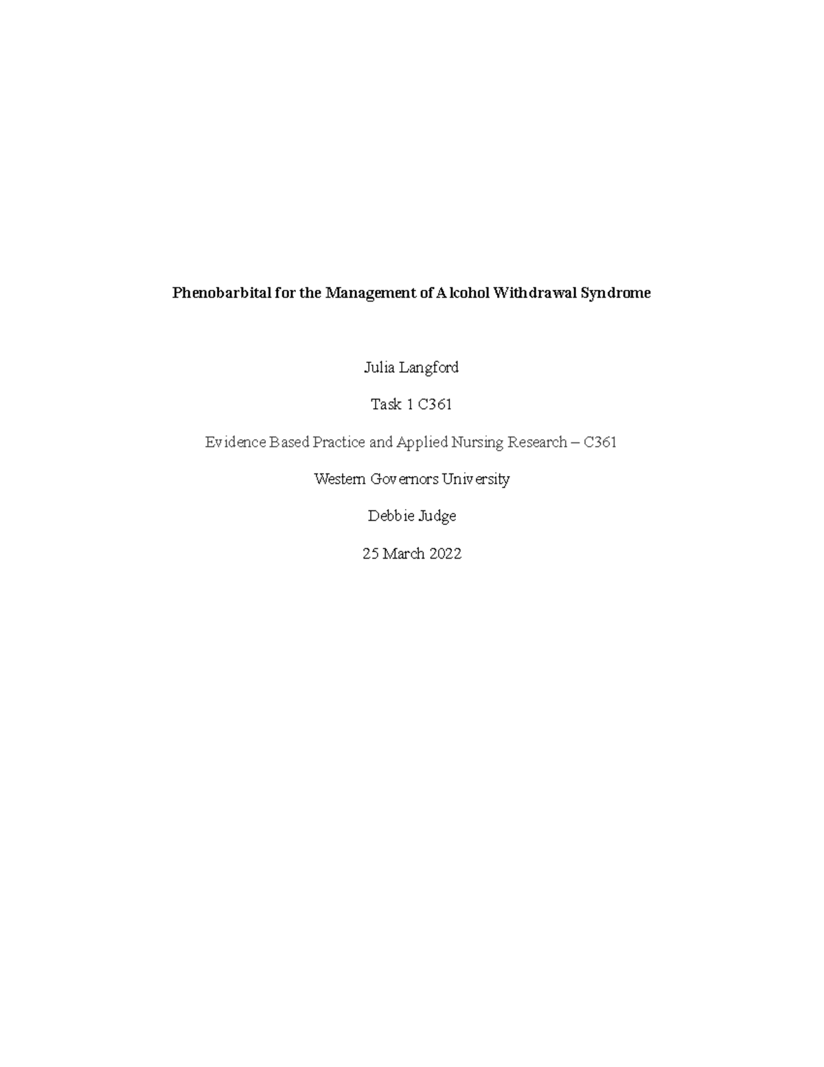 C361 MLM1 Performance Assessment 1* - Phenobarbital for the Management ...