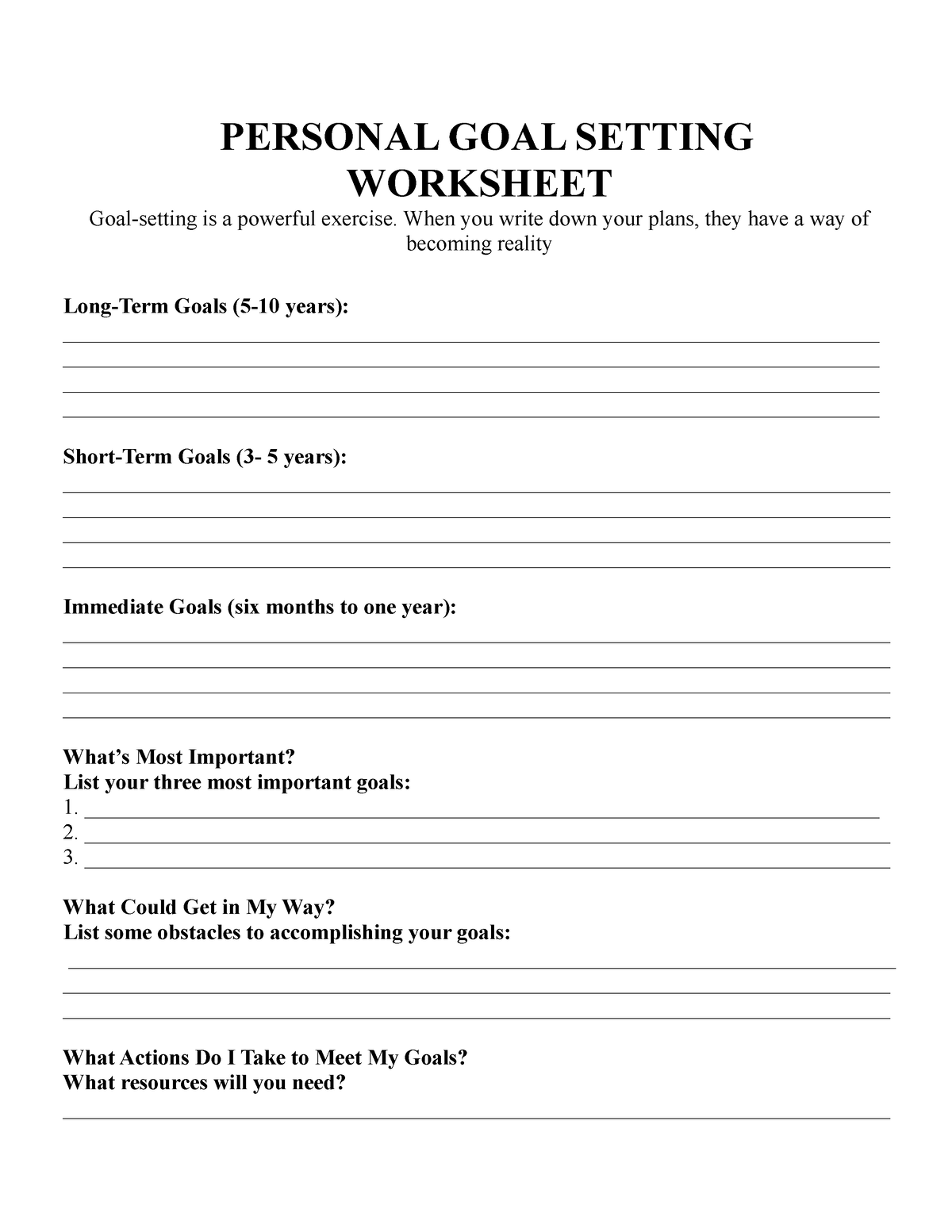 2. Goal setting-1 - Jdjdidudu - PERSONAL GOAL SETTING WORKSHEET Goal ...