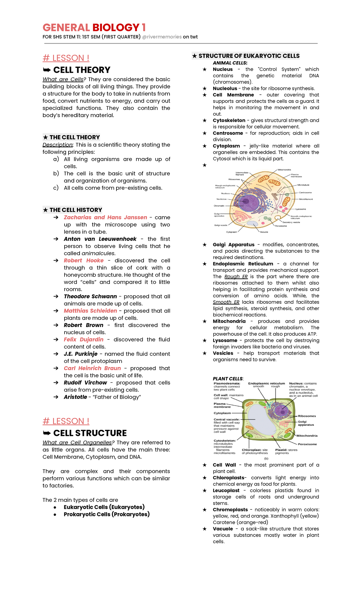 STEM 11 Genbio 1 Notes for sj 1 - ####### FOR SHS STEM 11: 1ST SEM ...