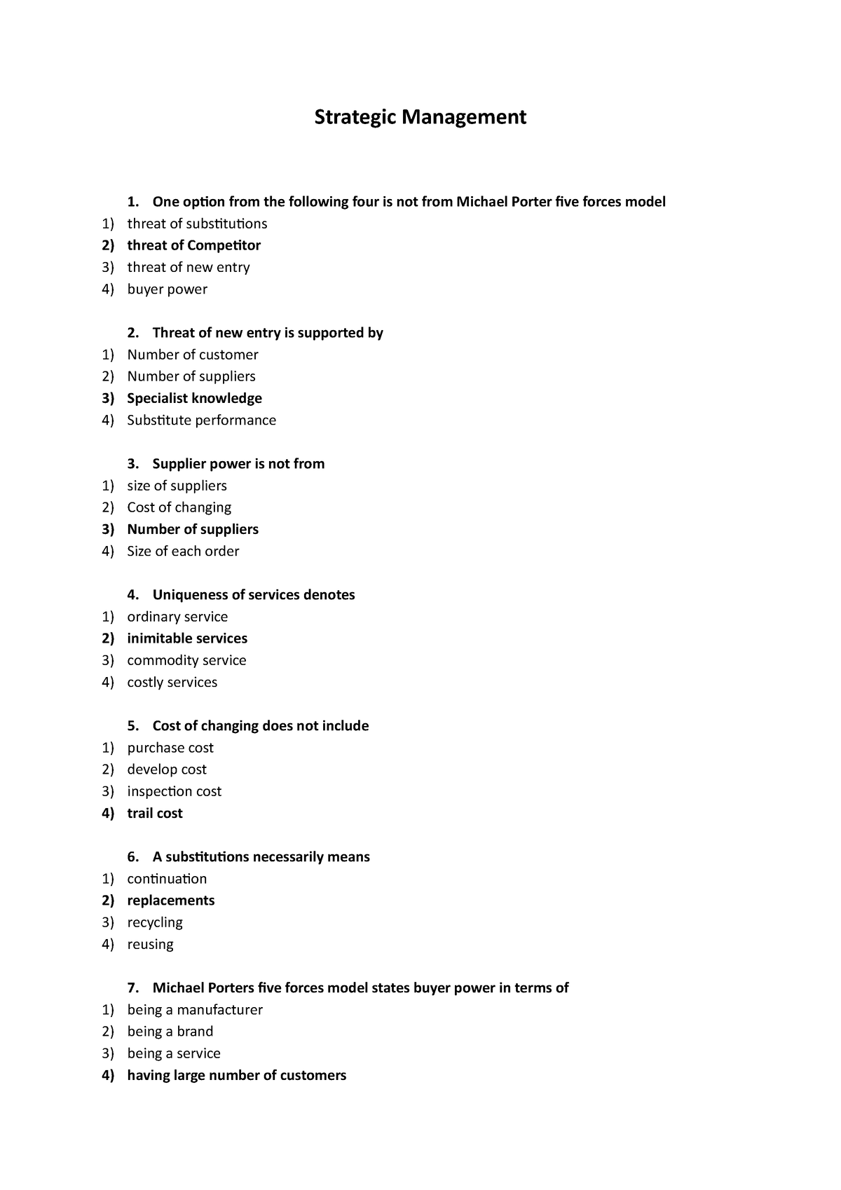 strategic management essay questions and answers pdf