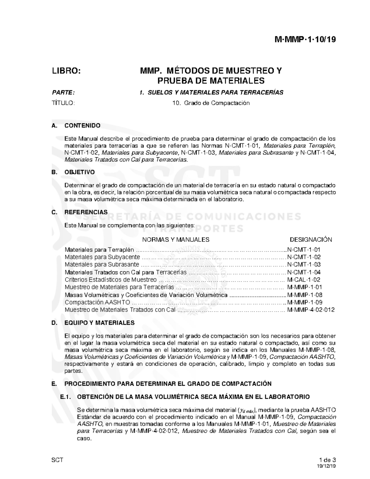 M-MMP-1-10-19 Grado de compactación - SCT 1 de 3 19/12/ M·MMP·1·10 ...