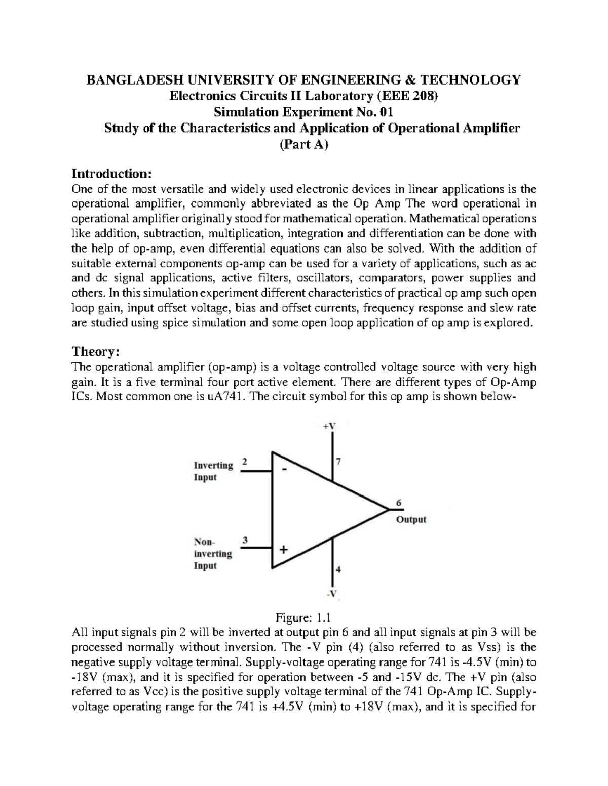 Electronic CIrcuit Lab II EEE 208S Exp 1 - BANGLADESH UNIVERSITY OF ...