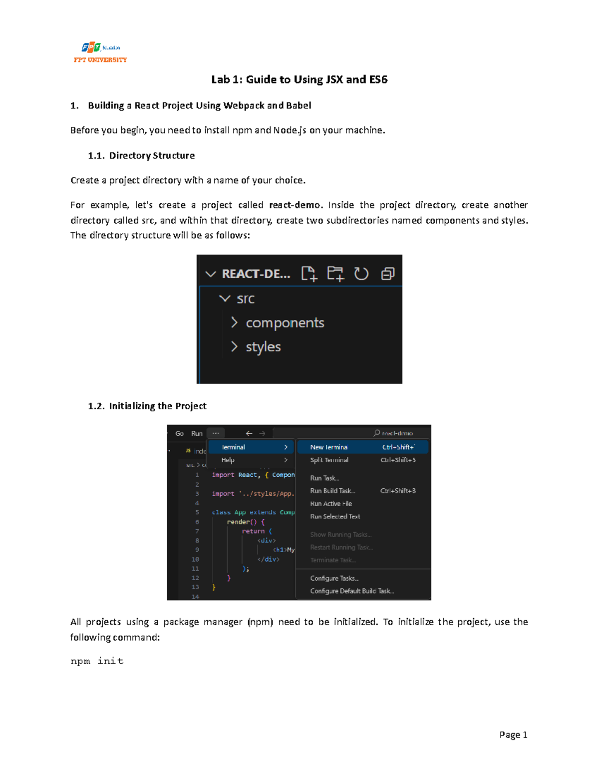 Lab1 JSX and ES6 - Good with FER - Lab 1: Guide to Using JSX and ES ...