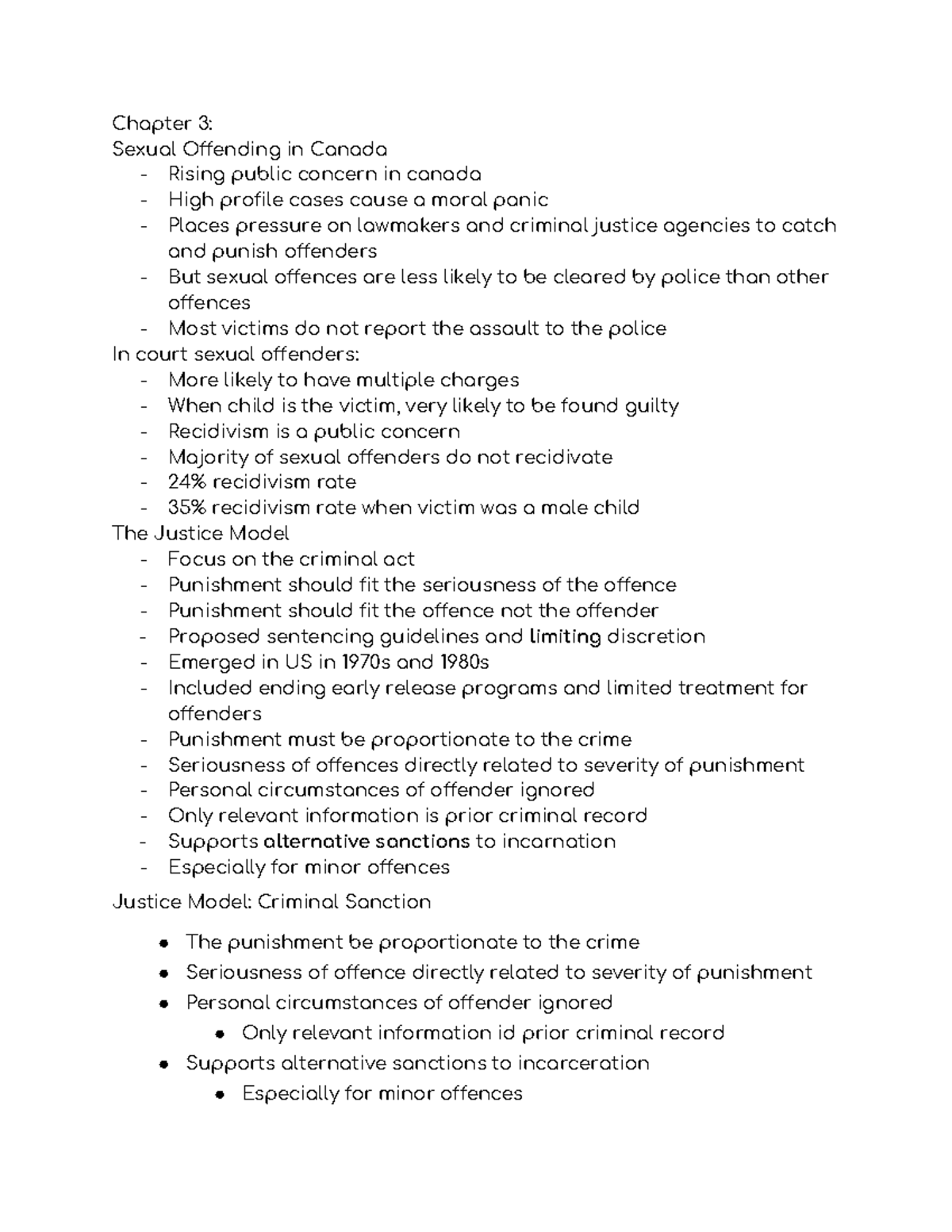 Crim Justice Jan 21 - Lecture Notes 3 - Chapter 3: Sexual Offending In ...