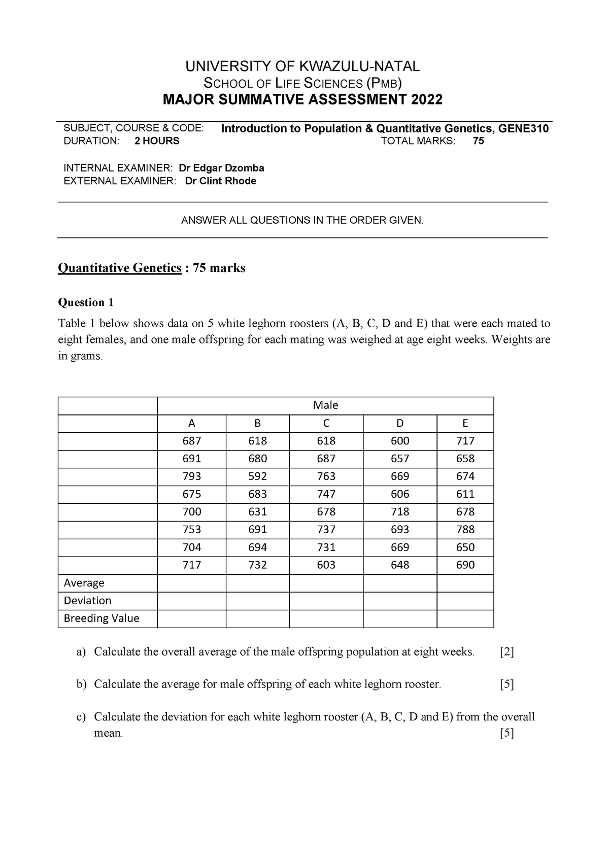 Virtual test (Summative Assessment) of Quantitative Genetics section of ...