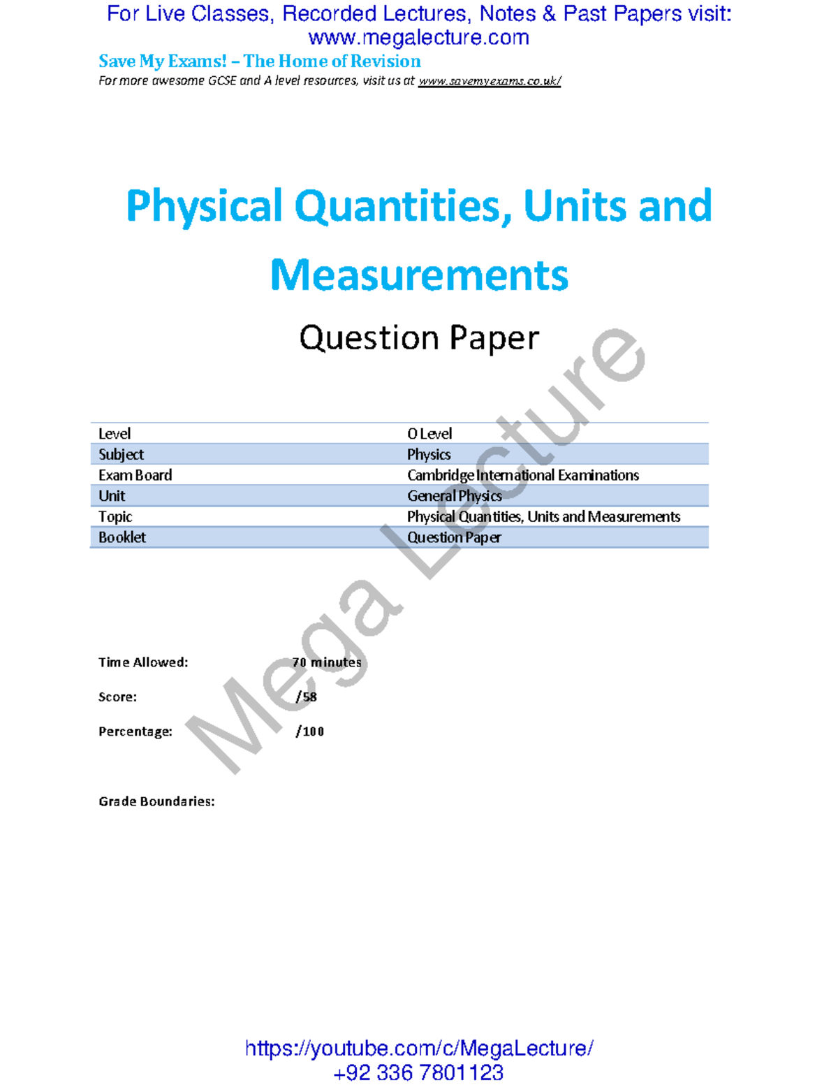 1 Physical Quantities Units Measurements General Physics Cie Olevel 1 Physical Quantities Units Measurements General Physics Cie Olevel