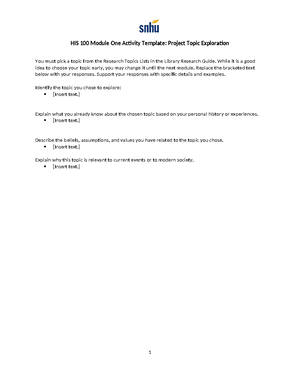 HIS 100 Module Three Activity Revising Questions Template 2 - HIS 100 ...