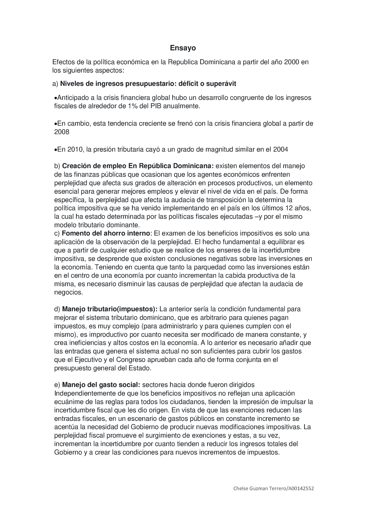 Ensayo De Política Económica Chelse Guzman Terreroa Ensayo Efectos De La Política Económica 8409