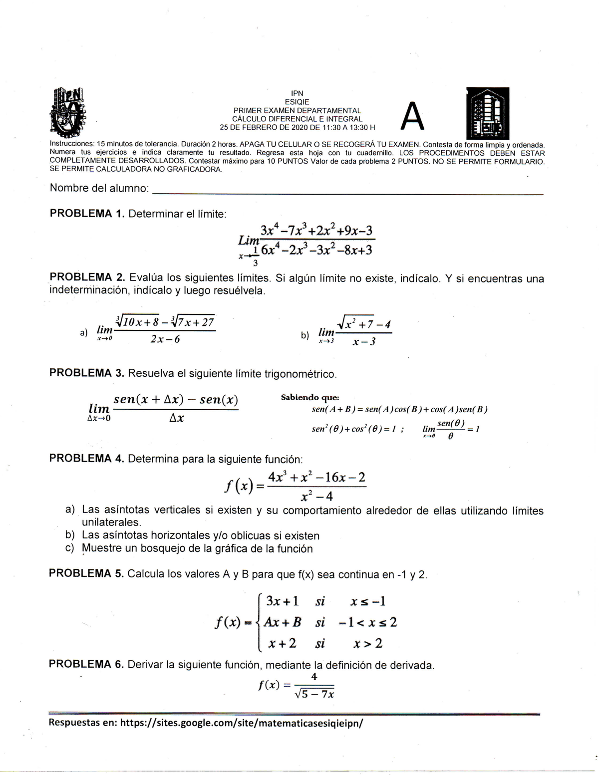 Er Parcial Calculo Di C Lculo Diferencial E Integral Studocu