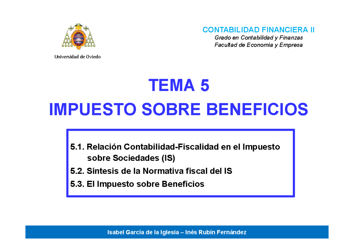 TEMA 4 DE CONTABILIDAD FINANCICERA II - TEMA 5 IMPUESTO SOBRE ...