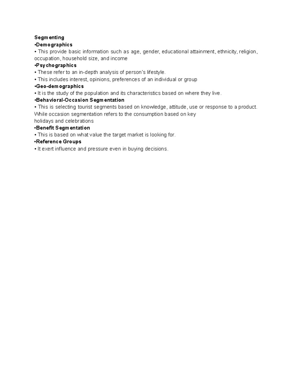 Segmenting - Segmenting Demographics This provide basic information ...