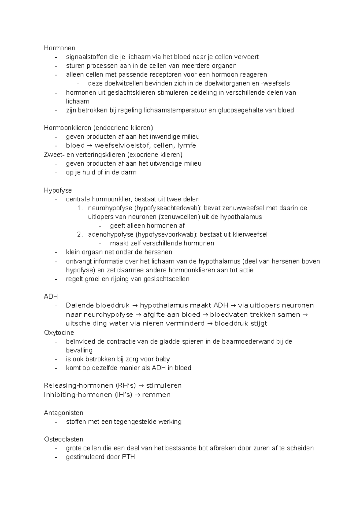 Biologie H12 Samenvatting - Hormonen - signaalstoffen die je lichaam ...